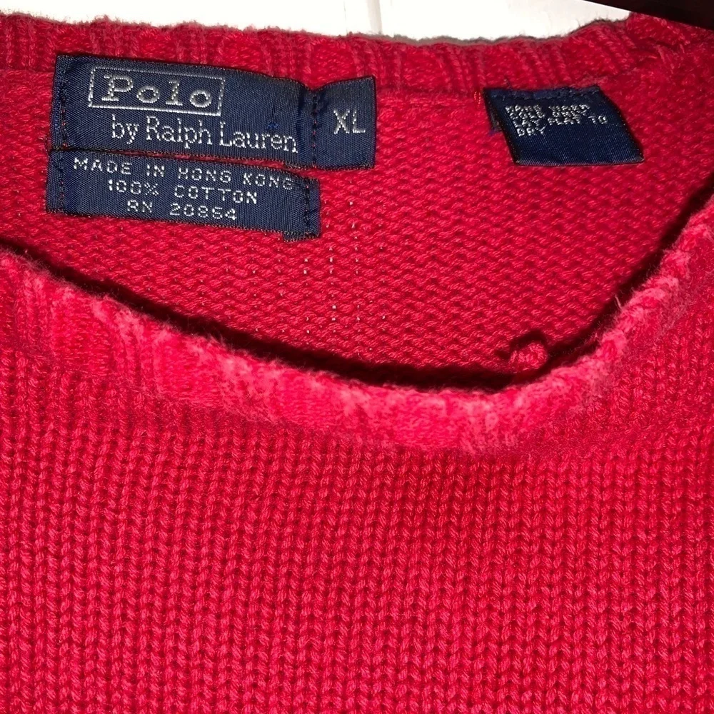 Polo Ralph Lauren Mens XL Crewneck Sweatshirt Red 1990s Pullover y2k